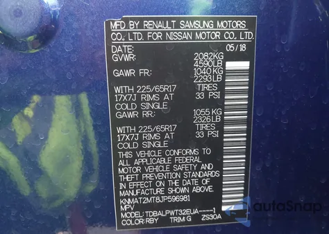 2018 Nissan Rogue S z USA, uszkodzony, nr VIN KNMAT2MT8JP596981